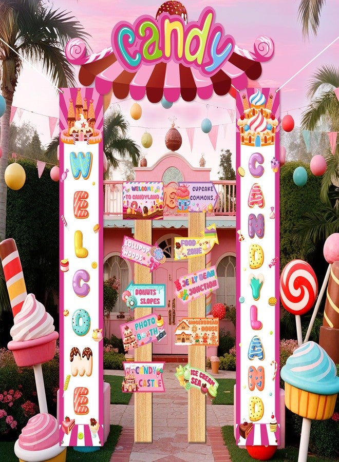 Woosytoo Candyland Party Decorations Welcome Candyland Door Banner Porch Sign Lollipop Paper Cutouts Sweet Candy Theme Party Supplies for Kids Candy Land Birthday Baby Shower Halloween Christmas Decor - Image 4
